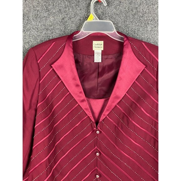 Candlelight & Champagne Blazer Women's 22W 100% Polyester Burgundy Adults - Picture 2 of 7
